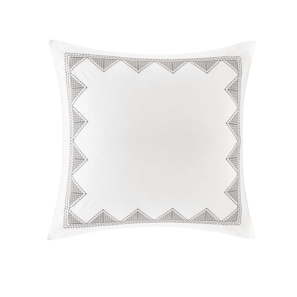 Isla Cotton Embroidered Euro Sham, White color. Picture 3