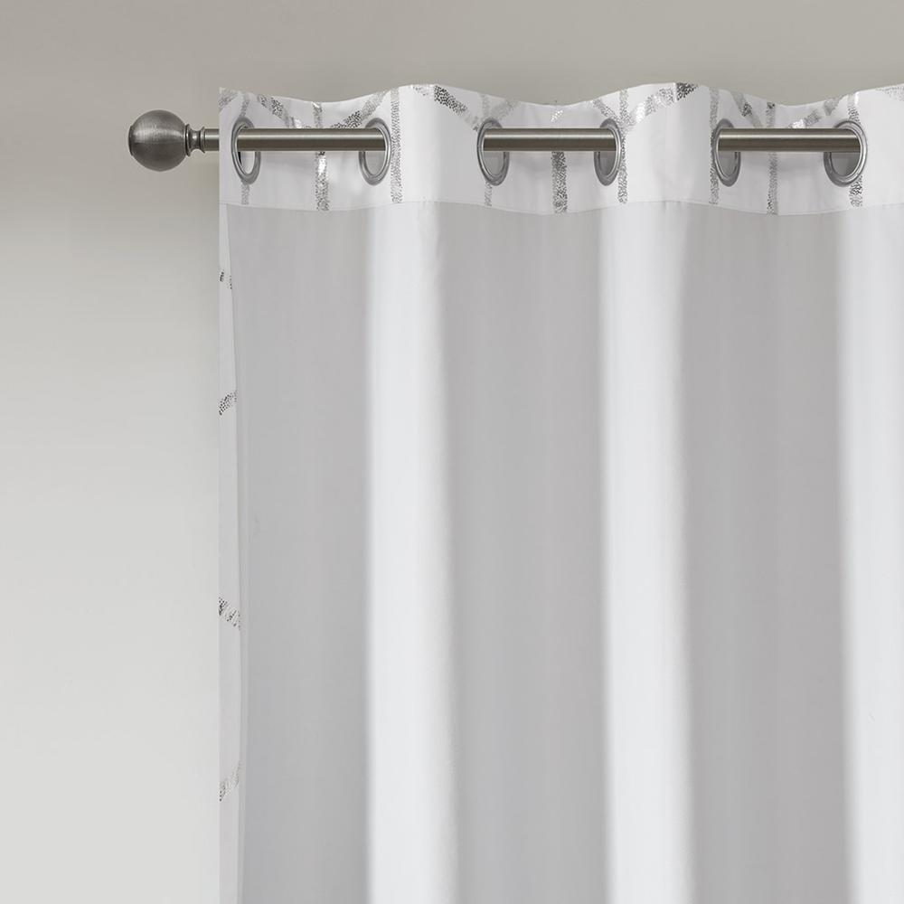 Total Blackout Metallic Print Grommet Top Curtain Panel. Picture 2