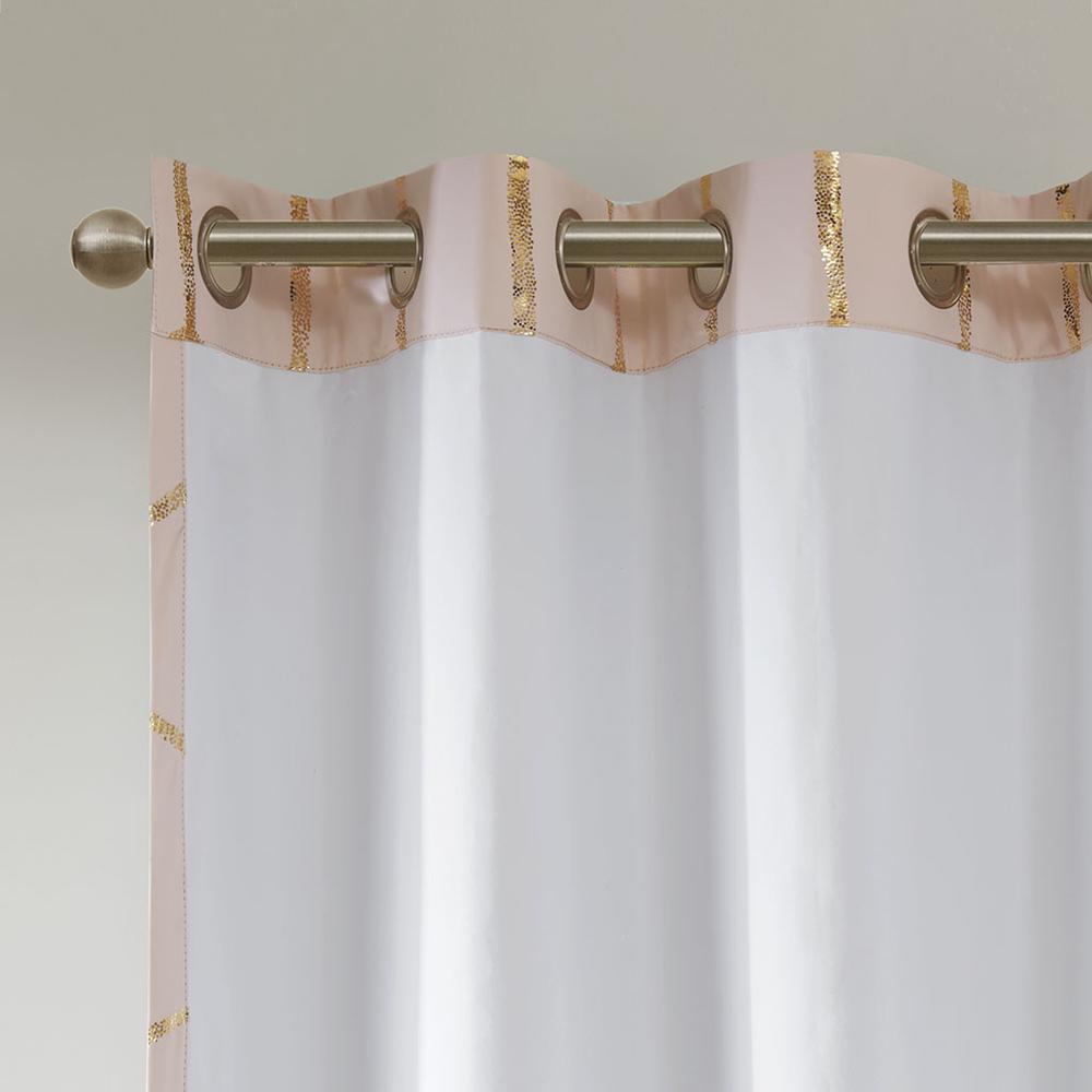 Total Blackout Metallic Print Grommet Top Curtain Panel. Picture 3