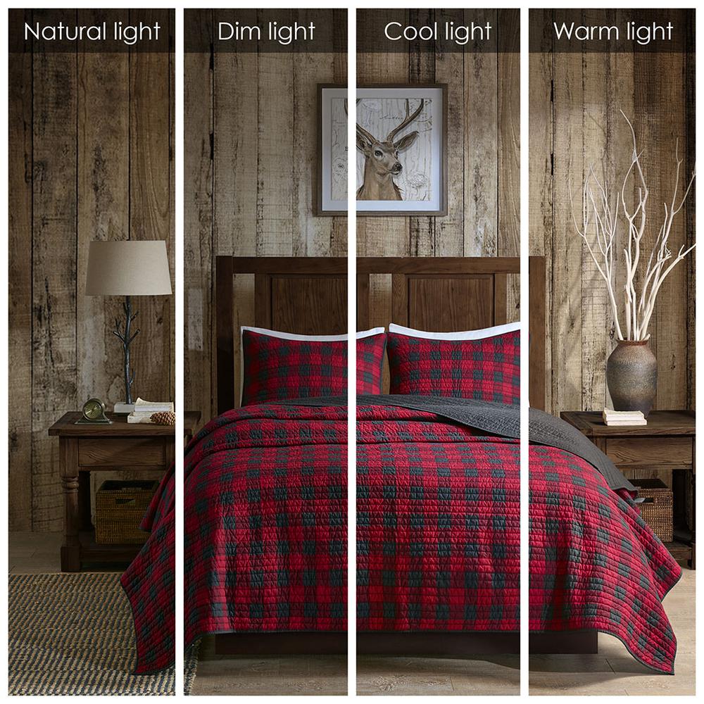 Woolrich Check Oversized Quilt Mini Set, Red color. Picture 2