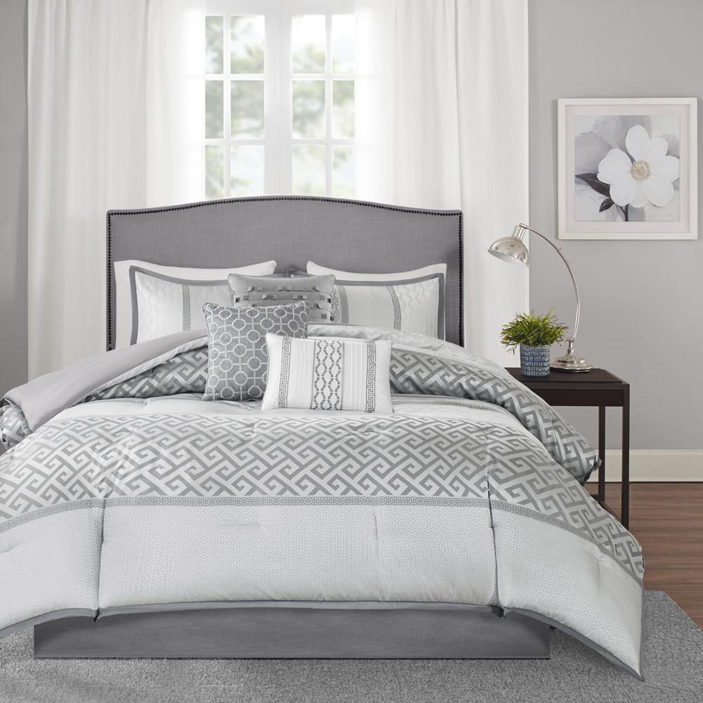 Bennett 7 Piece Comforter Set, Grey color. Picture 1