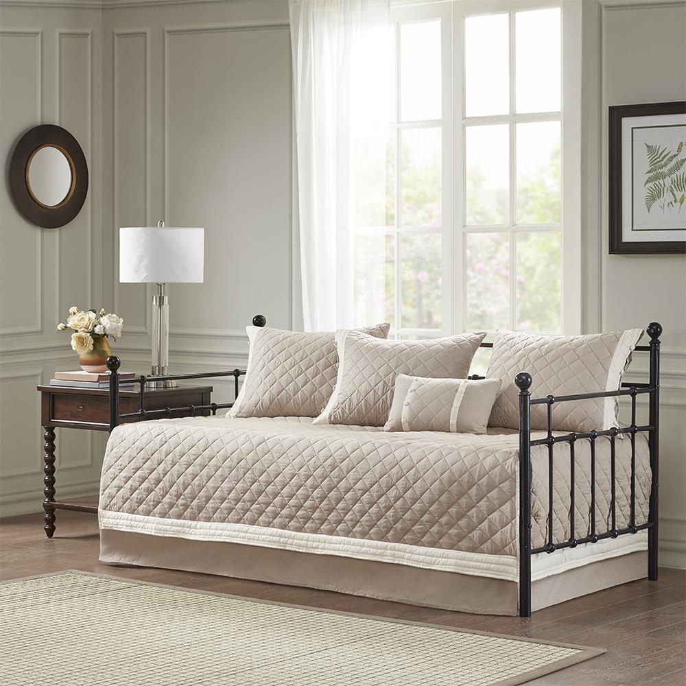 Breanna 6 Piece Cotton Daybed Cover Set, Khaki color. Picture 4