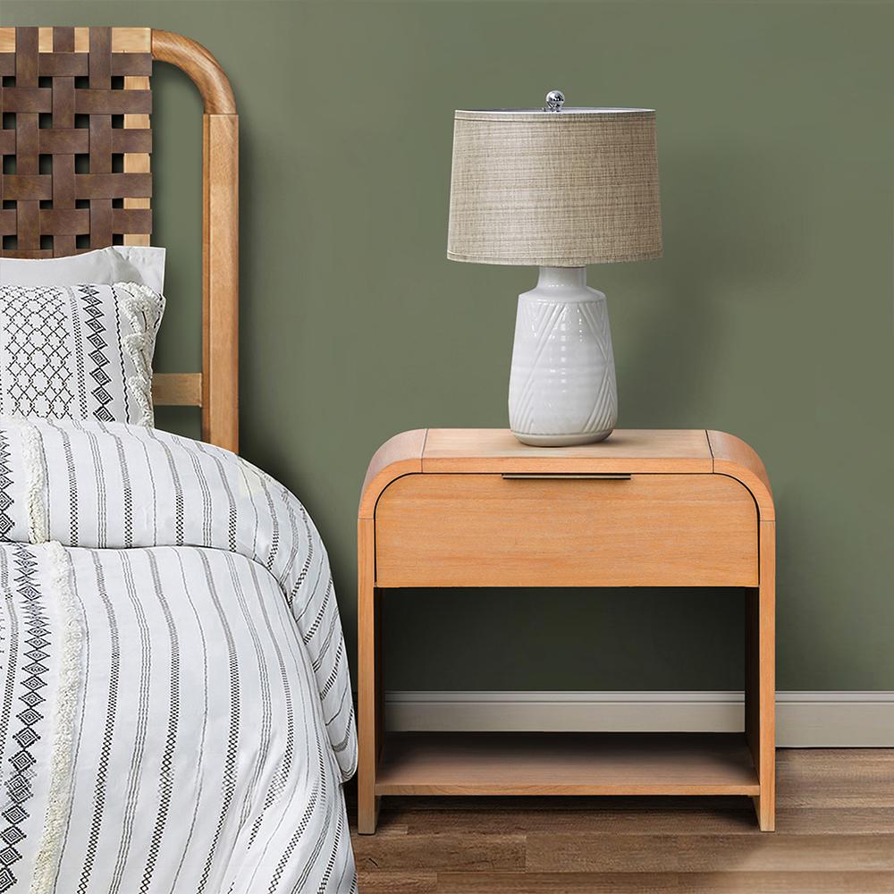 Modern One Drawer Waterfall Nightstand. Picture 2