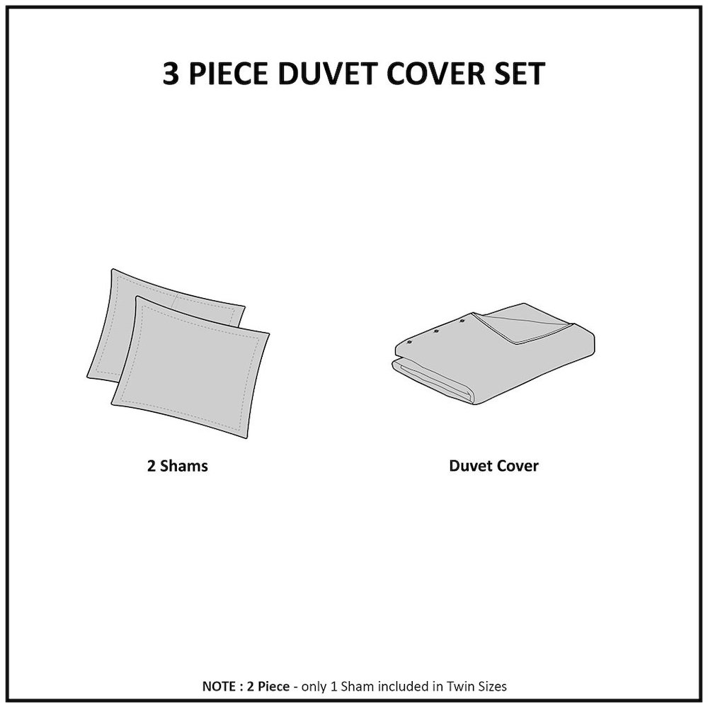 3 Piece Tufted Cotton Chenille Floral Duvet Cover Set. Picture 1