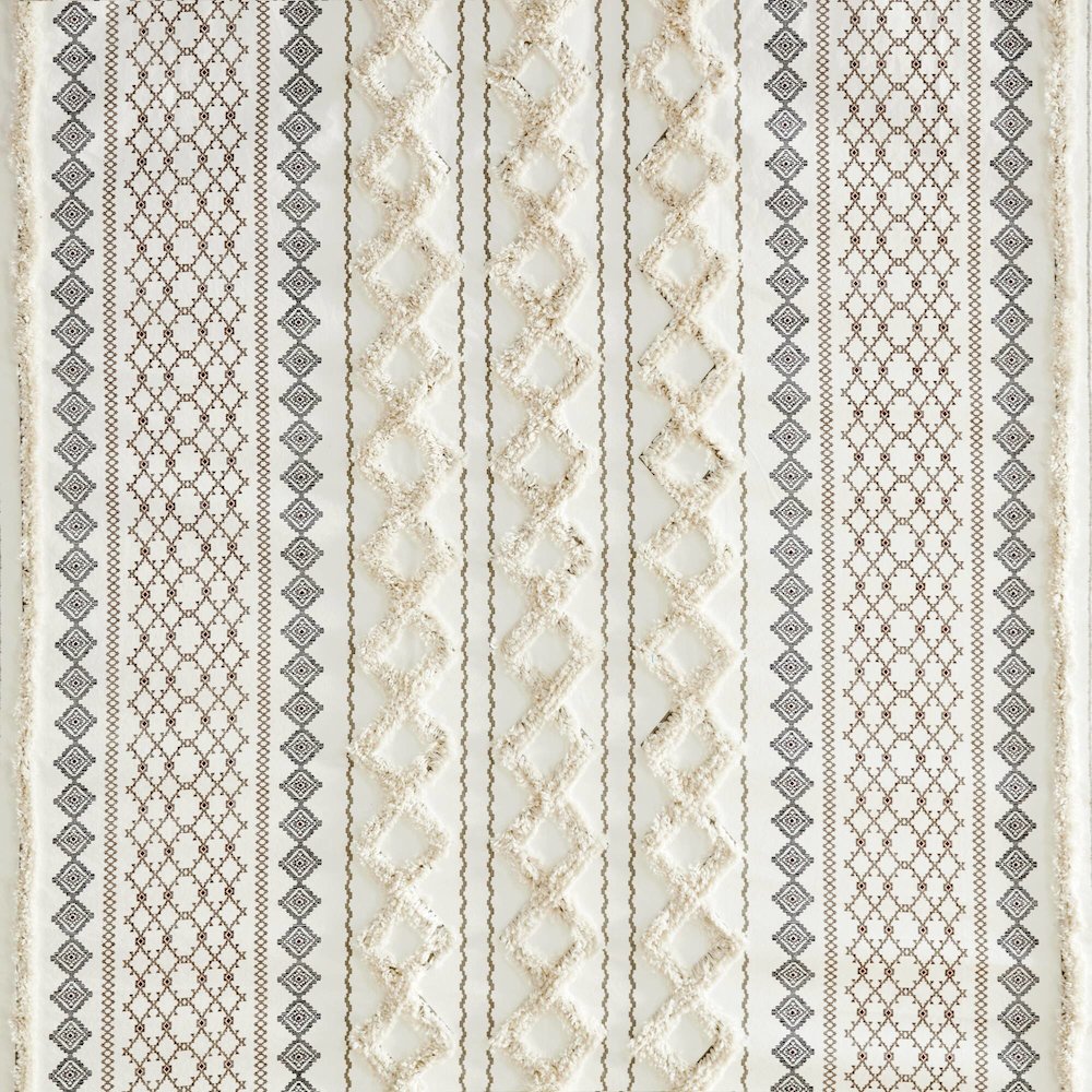 Imani Cotton Printed Shower Curtain with Chenille. Picture 4