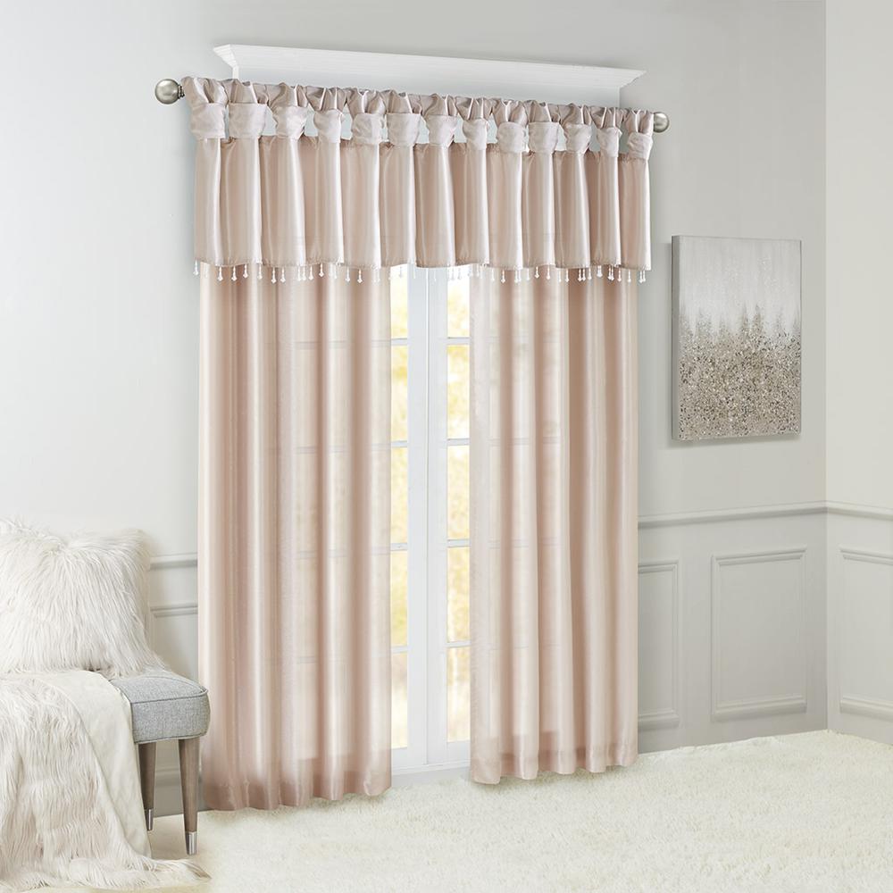 Lightweight Faux Silk Valance With Beads. Picture 5