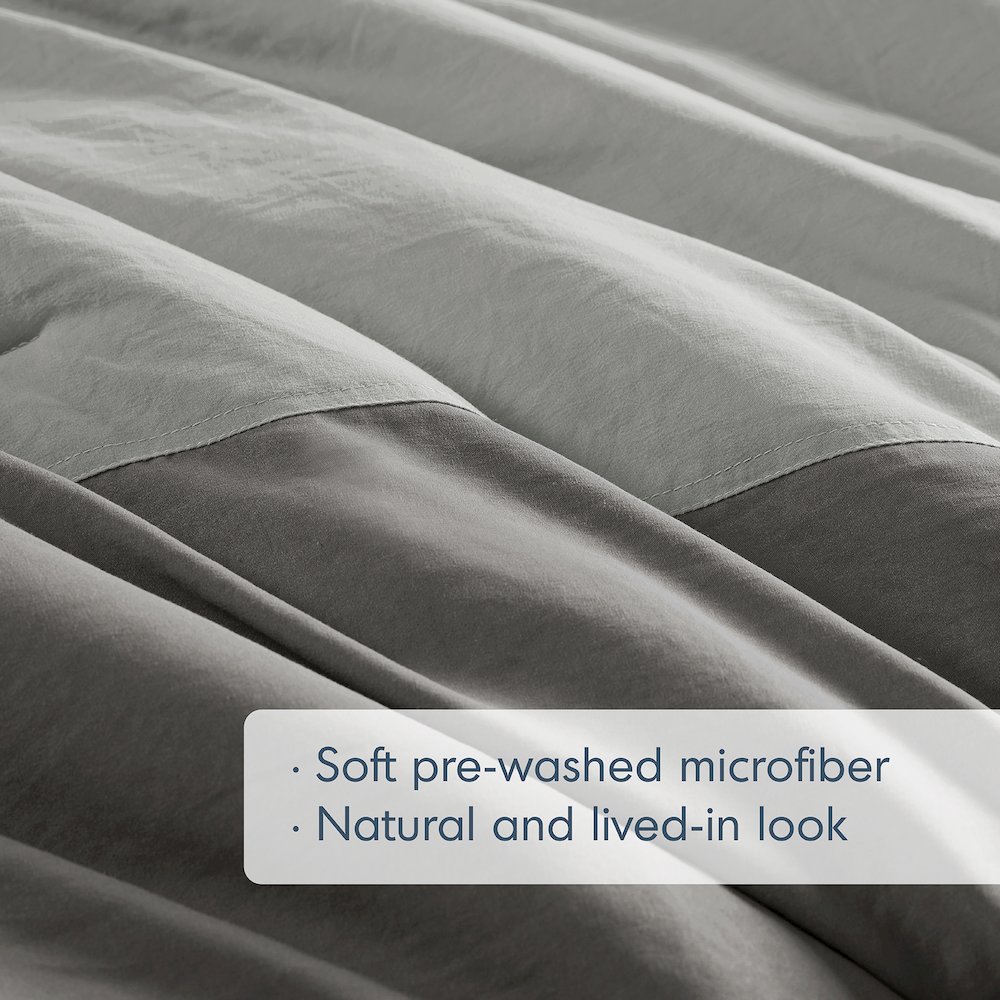 Miro Soft Washed Color Block Comforter Set, Pink color. Picture 3
