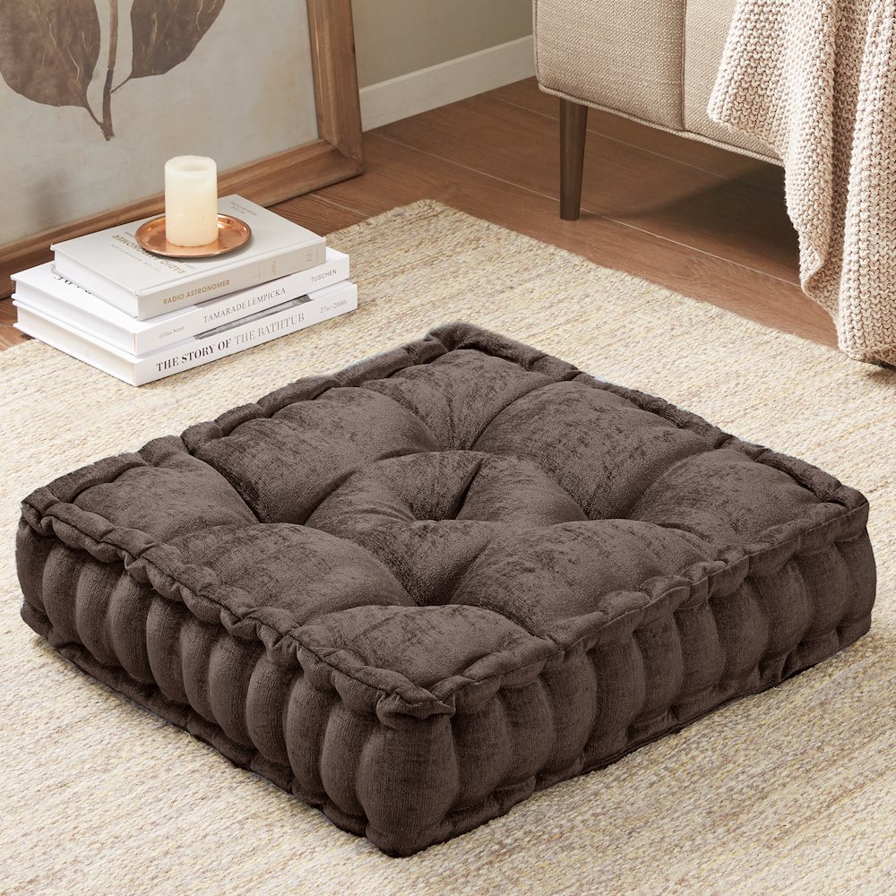 Azza Poly Chenille Square Floor Pillow Cushion Compress Pack. Picture 1