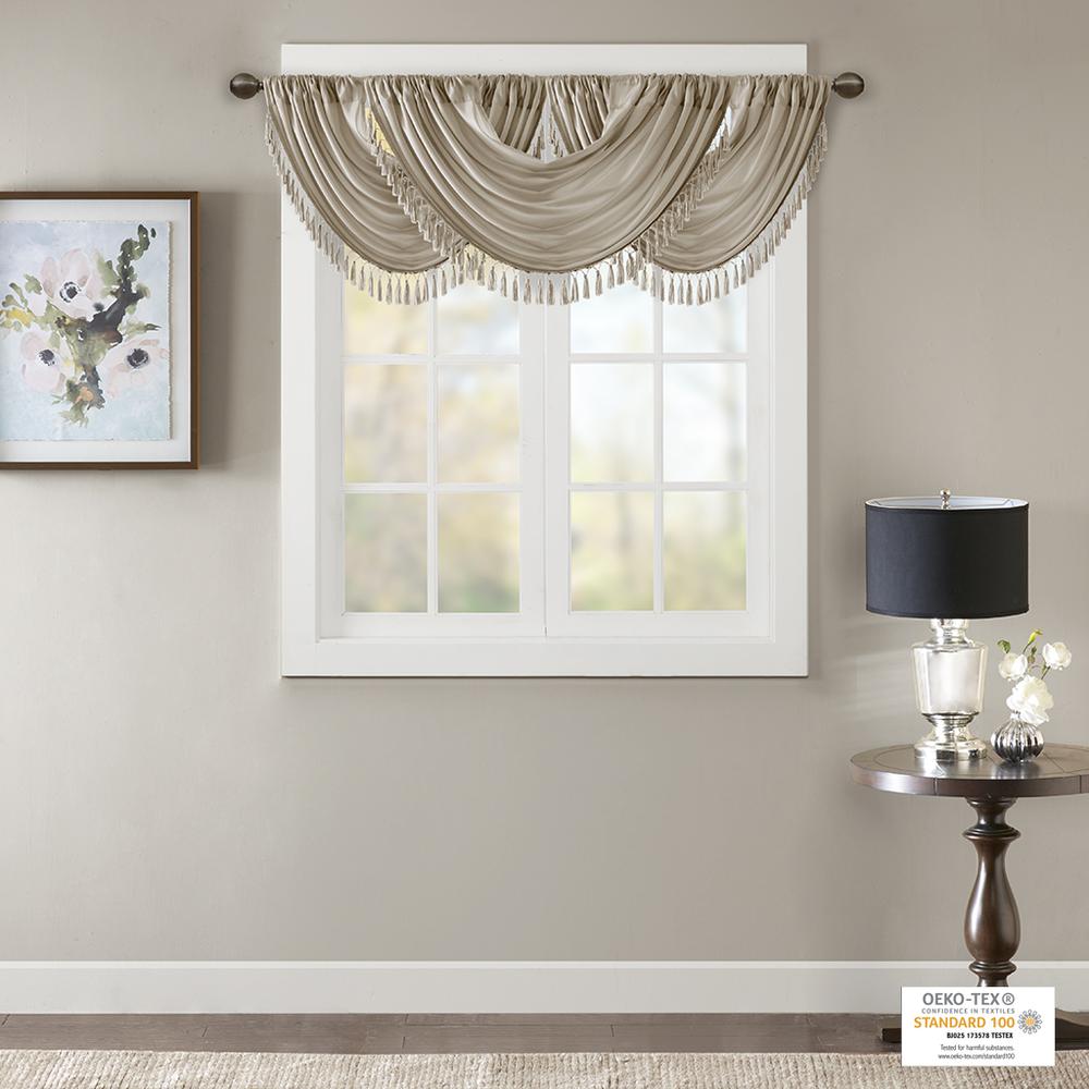 Faux Silk Waterfall Embellished Valance. Picture 1