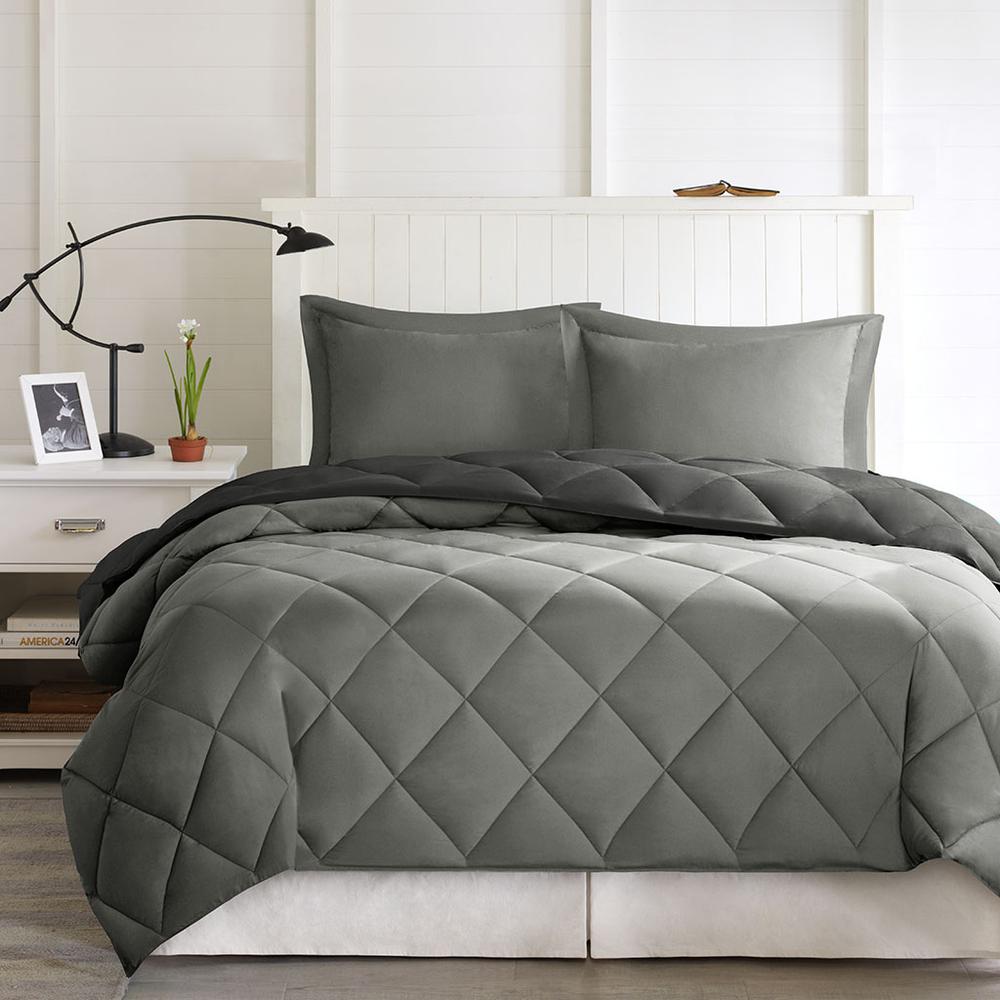 3M Scotchgard Diamond Quilting Reversible Down Alternative Comforter Set. Picture 4