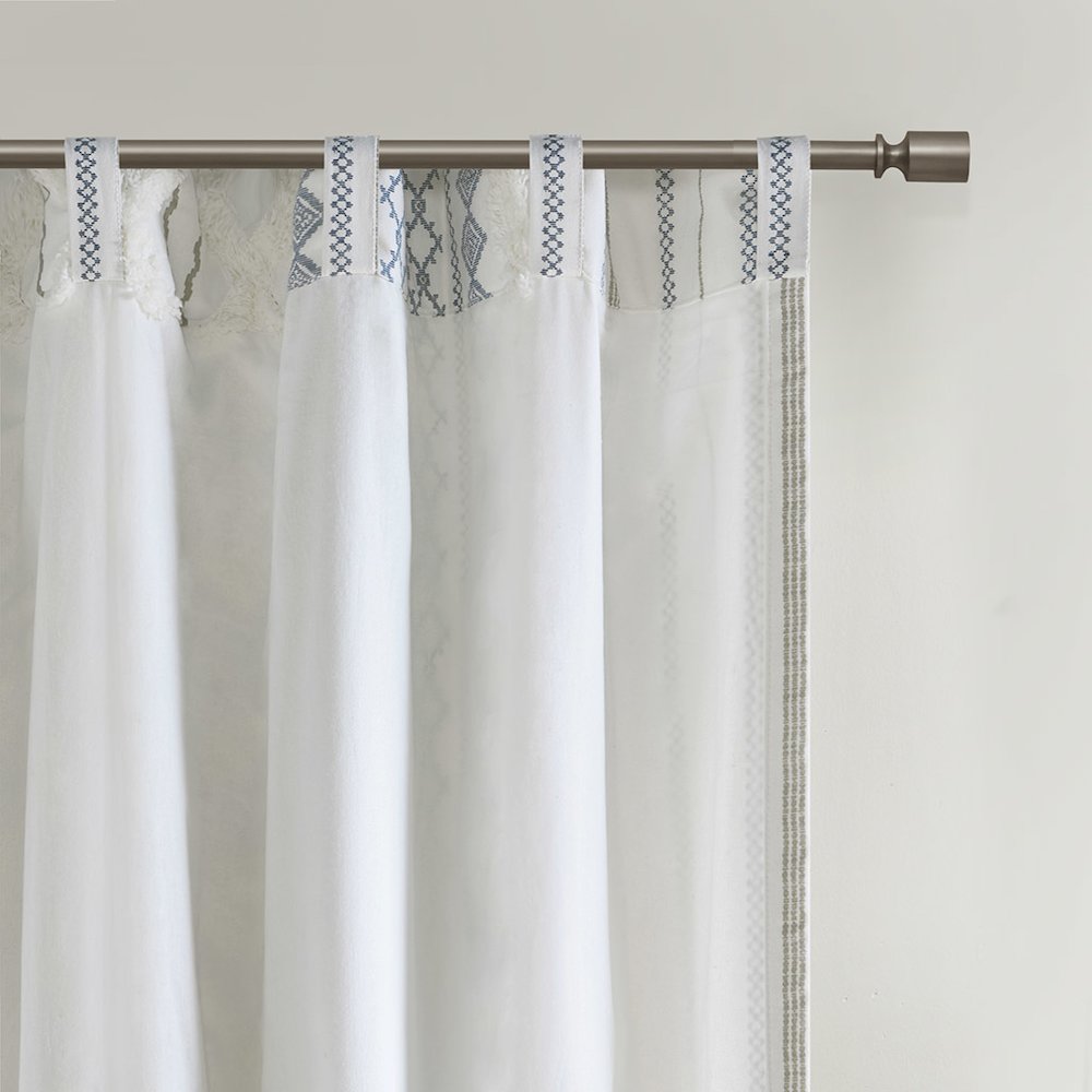 Cotton Printed Curtain Panel with Chenille Stripe and Lining. Picture 3