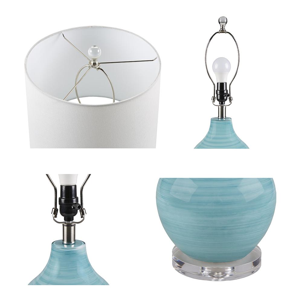 Blue Aqua Swirl Blown Glass Table Lamp. Picture 3