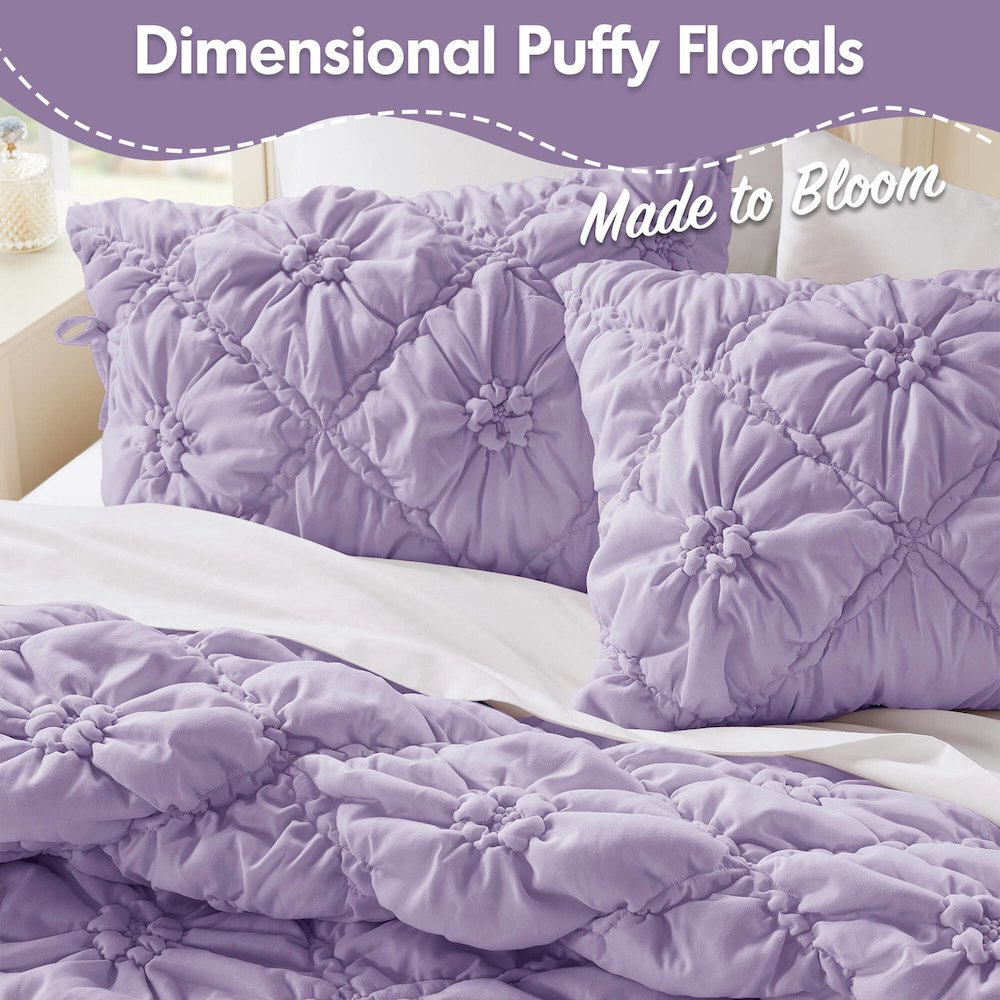 Lily 3PCS Comforter Set, Purple color. Picture 5