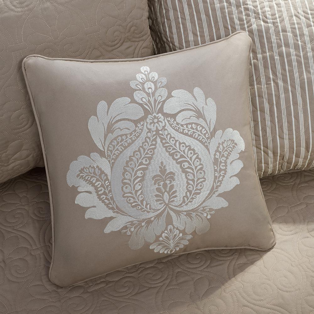 Quebec 6 Piece Reversible Daybed Cover Set, Khaki color. Picture 2