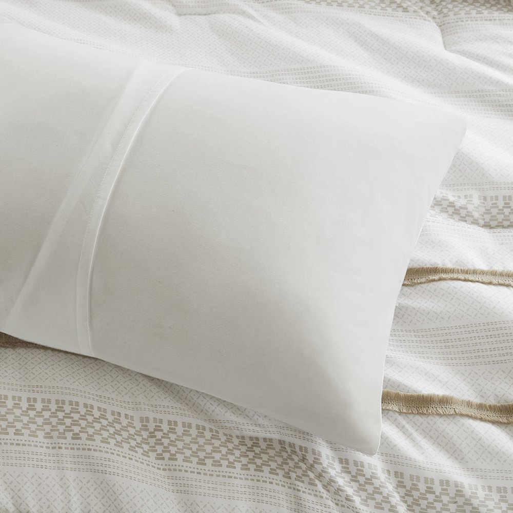 Carolina 7 Piece Stripe Comforter and Quilt Set, Taupe color. Picture 4