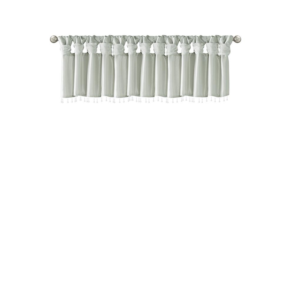 Lightweight Faux Silk Valance With Beads. Picture 1