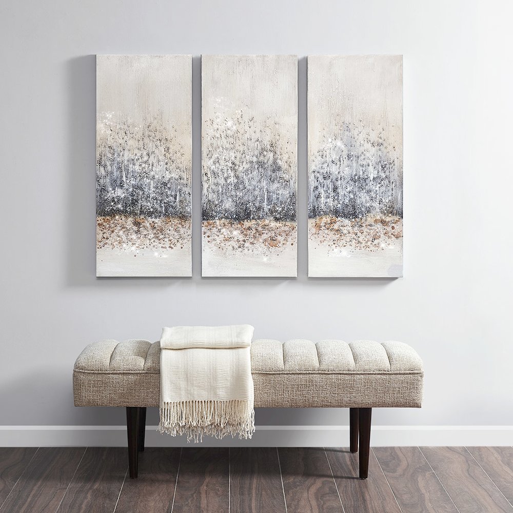 Hand Embellished 3-Piece Canvas Wall Art Set. Picture 1