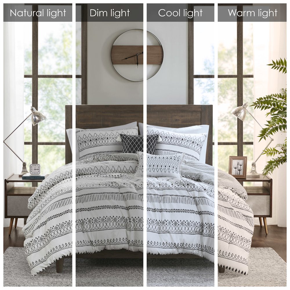 5 Piece Printed Seersucker Comforter Set with Throw Pillows. Picture 4