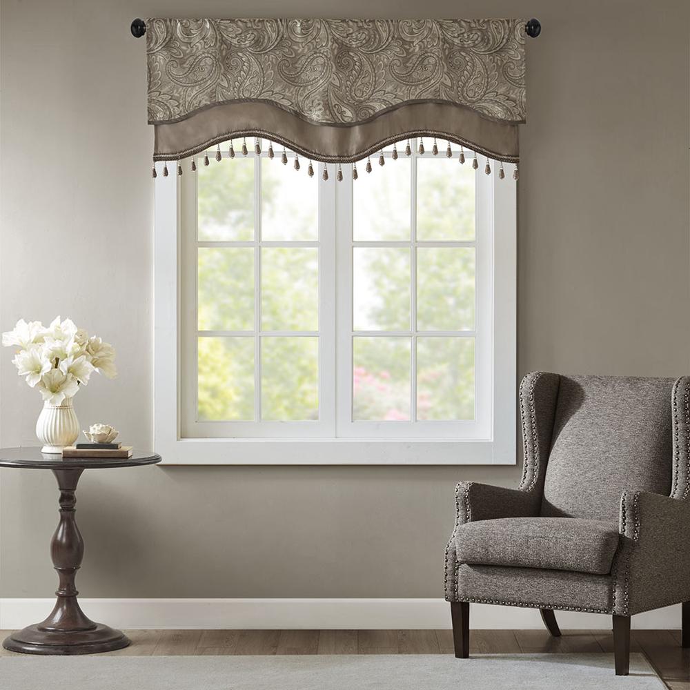 Jacquard Window Rod Pocket Valance With Beads. Picture 4