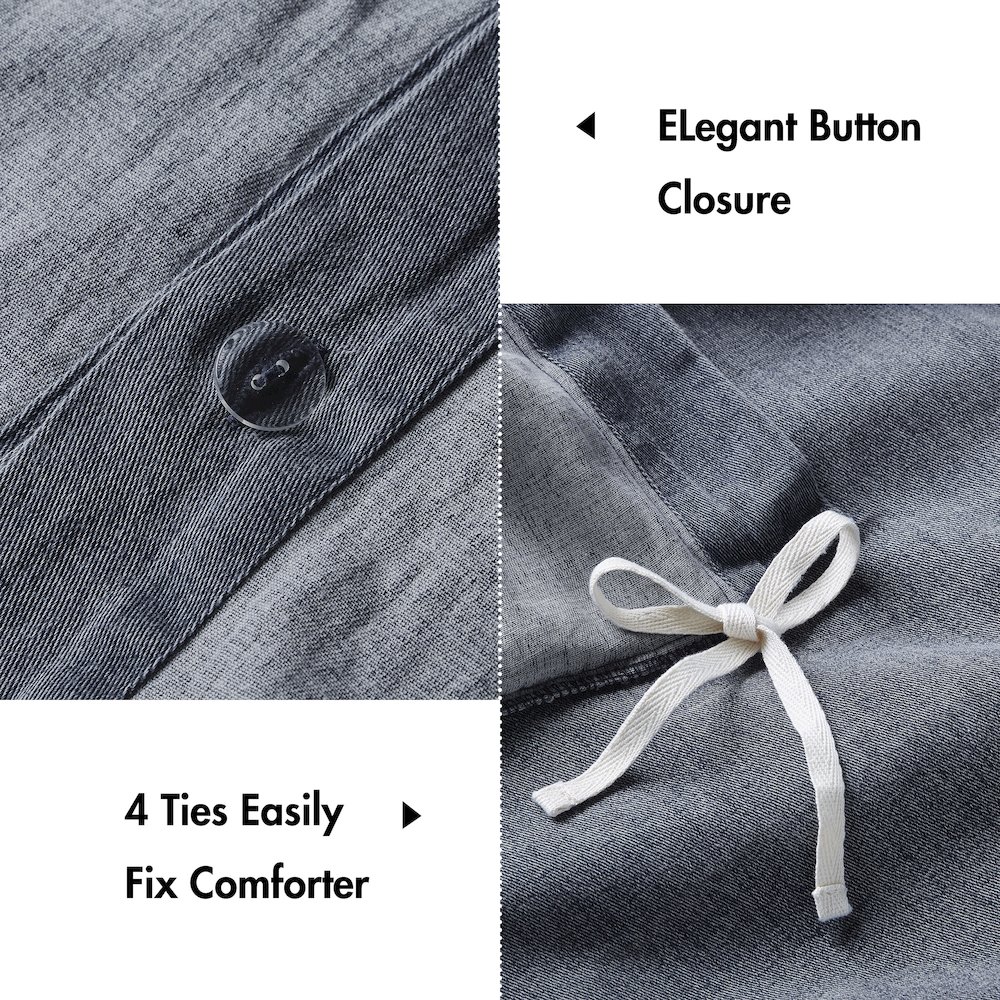 Hudson Twill Washed Duvet Set, Blue color. Picture 2