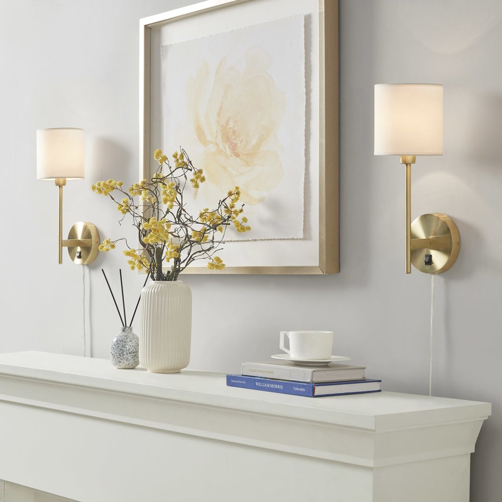 Metal Wall Sconce with Cylinder Shade, Set of 2. Picture 2