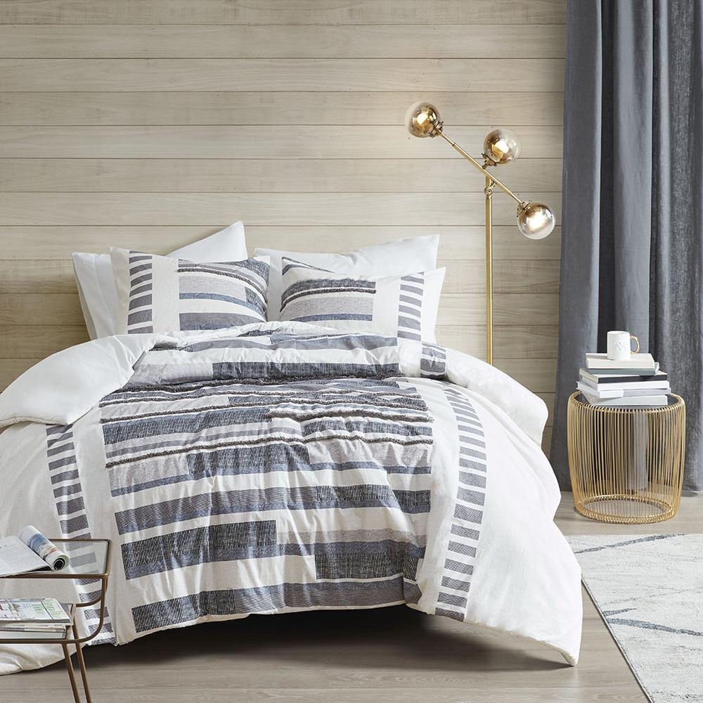3 Piece Cotton Printed Duvet Cover Set w/ trims. Picture 1