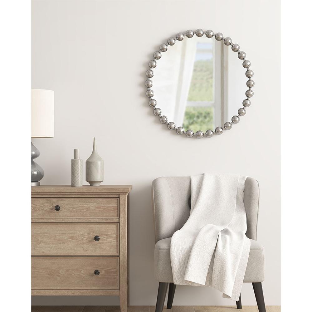 Beaded Round Wall Mirror 27"D. Picture 5