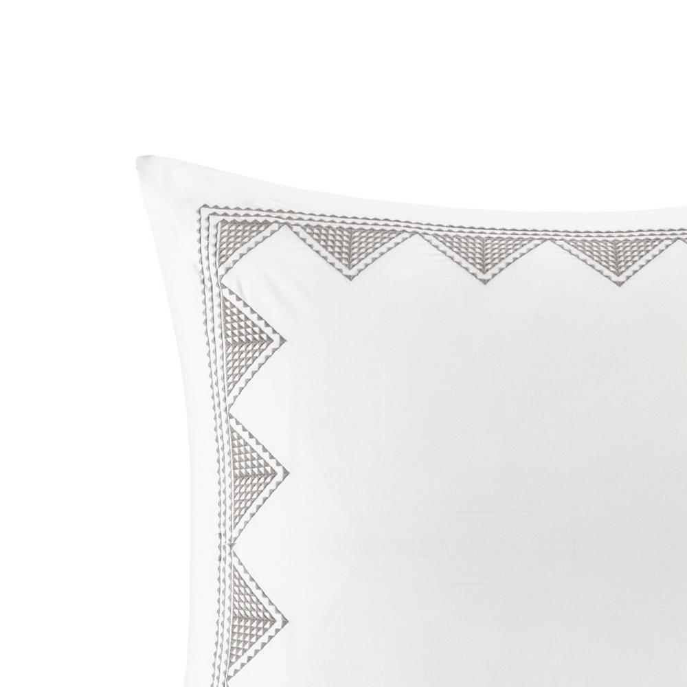 Isla Cotton Embroidered Euro Sham, White color. Picture 2