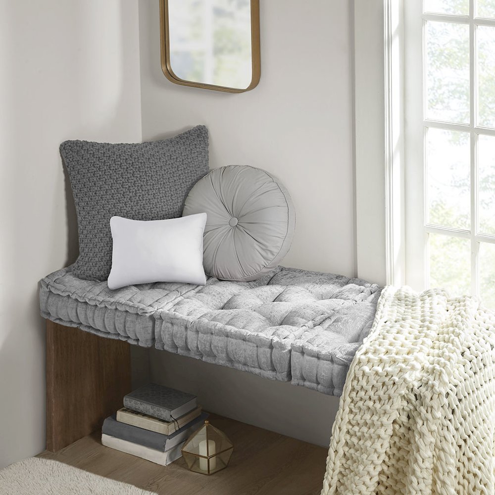 Poly Chenille Square Floor Pillow Cushion. Picture 1