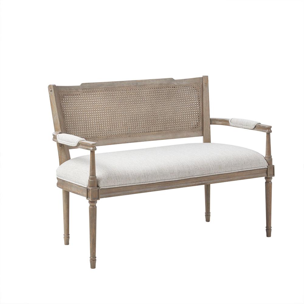 Madison Park Willshire Natural Rattan Settee With Padded Arm Rest Beige 47.25". Picture 3