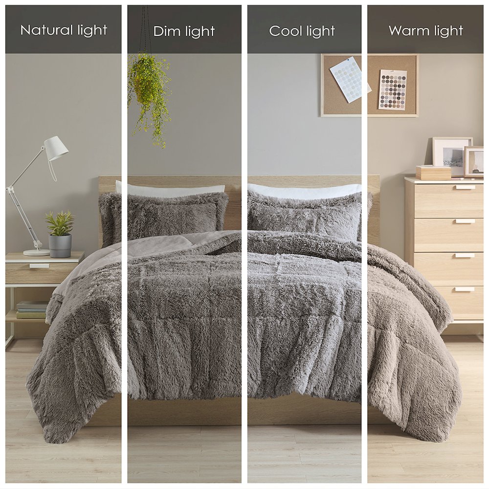 Shaggy Long Fur Comforter Mini Set. Picture 2