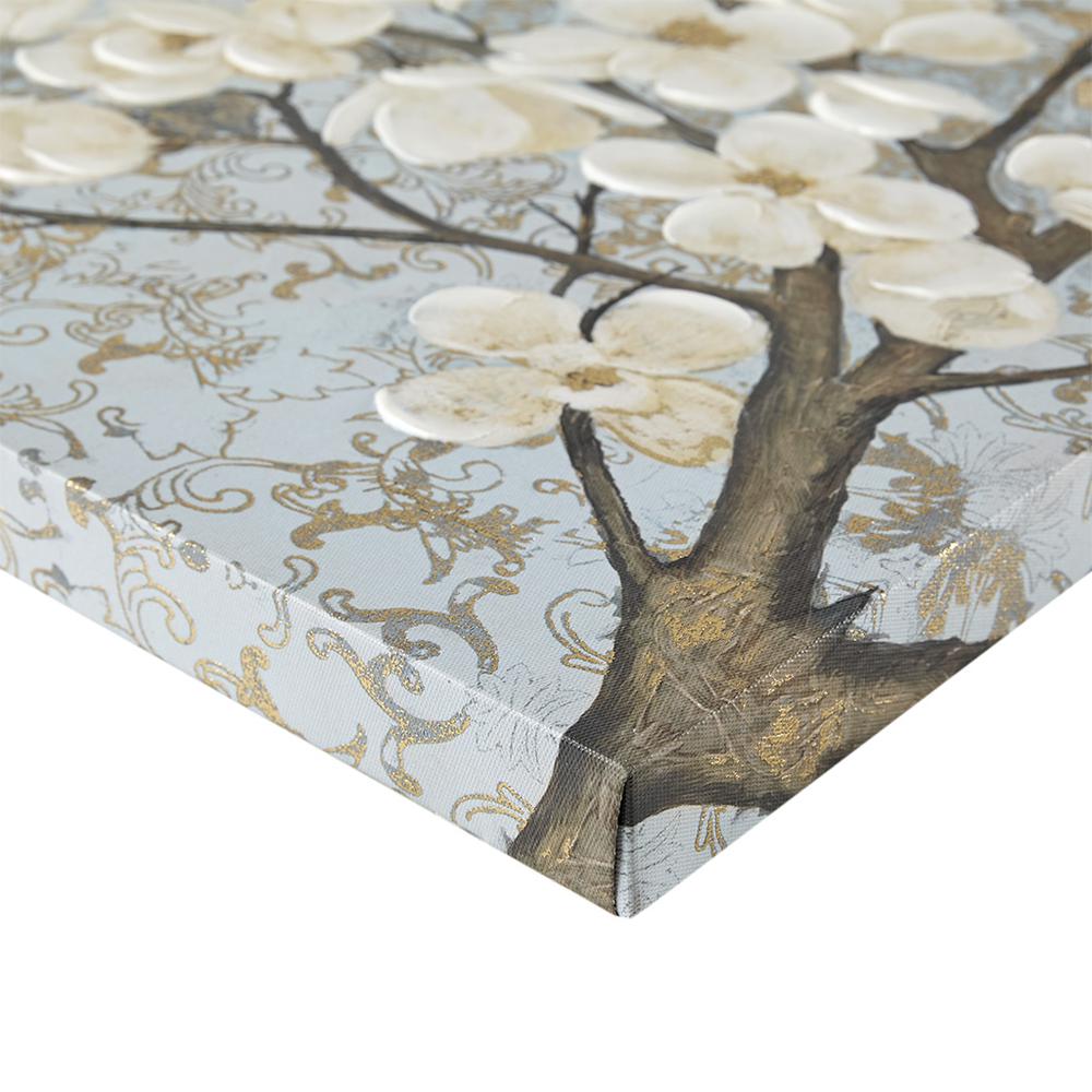 Gold Foil and Hand Embellished Floral Canvas Wall Art. Picture 3