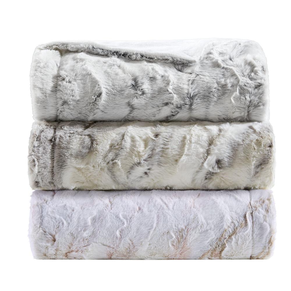 Sachi Oversized Faux Fur Throw, Grey color. Picture 1