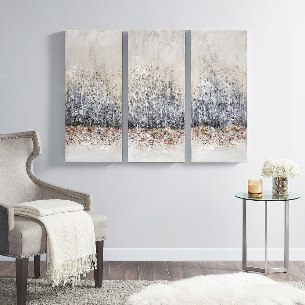 Hand Embellished 3-Piece Canvas Wall Art Set. Picture 3
