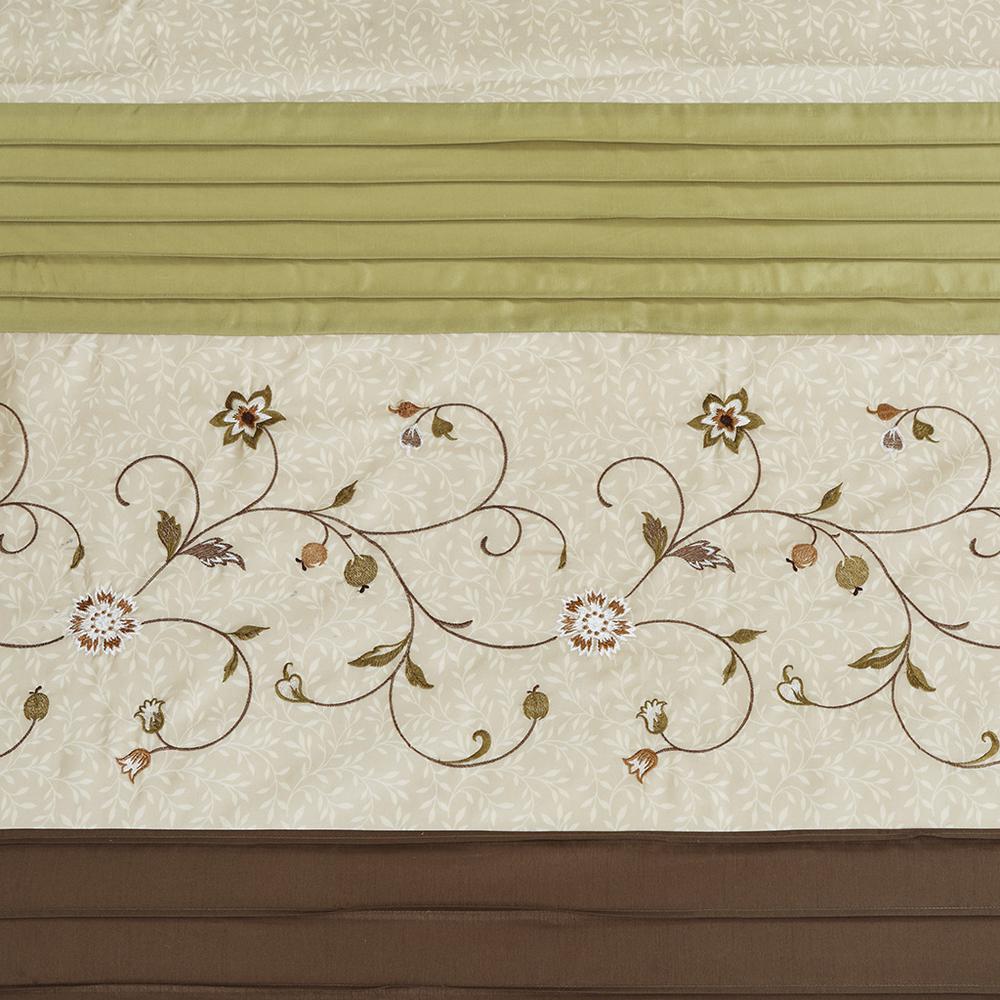 Faux Silk Embroidered Floral Shower Curtain. Picture 4