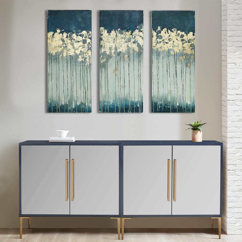 Gold Foil Abstract 3-piece Canvas Wall Art Set. Picture 1