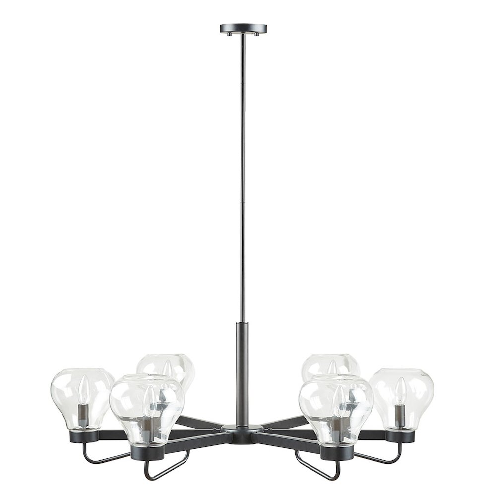 6-Light Chandelier with Bowl Shaped Glass Shades. Picture 1