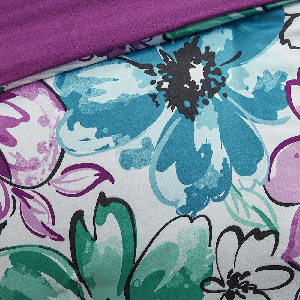 Olivia Floral Comforter Set, Blue color. Picture 2
