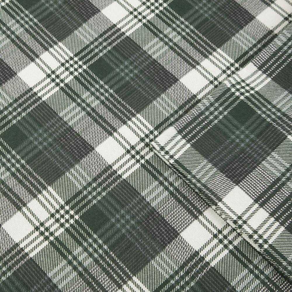 Flannel Sheet Set, Green Plaid color. Picture 3