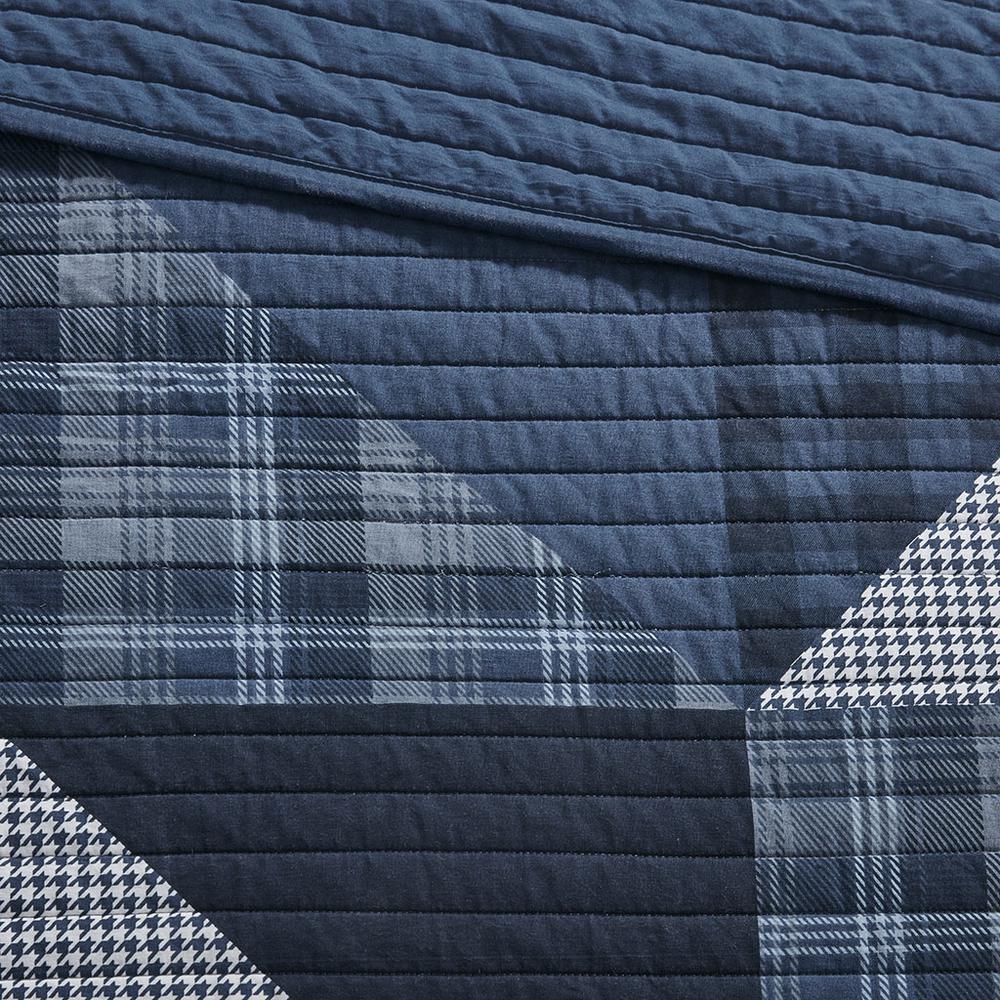 Olsen Olsen 3 Piece Oversized Cotton Quilt Set, Blue color. Picture 1