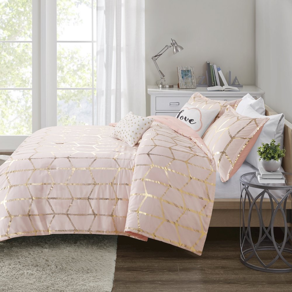 Raina 100% Polyester Brushed Microfiber Printed Comforter Set. Picture 4