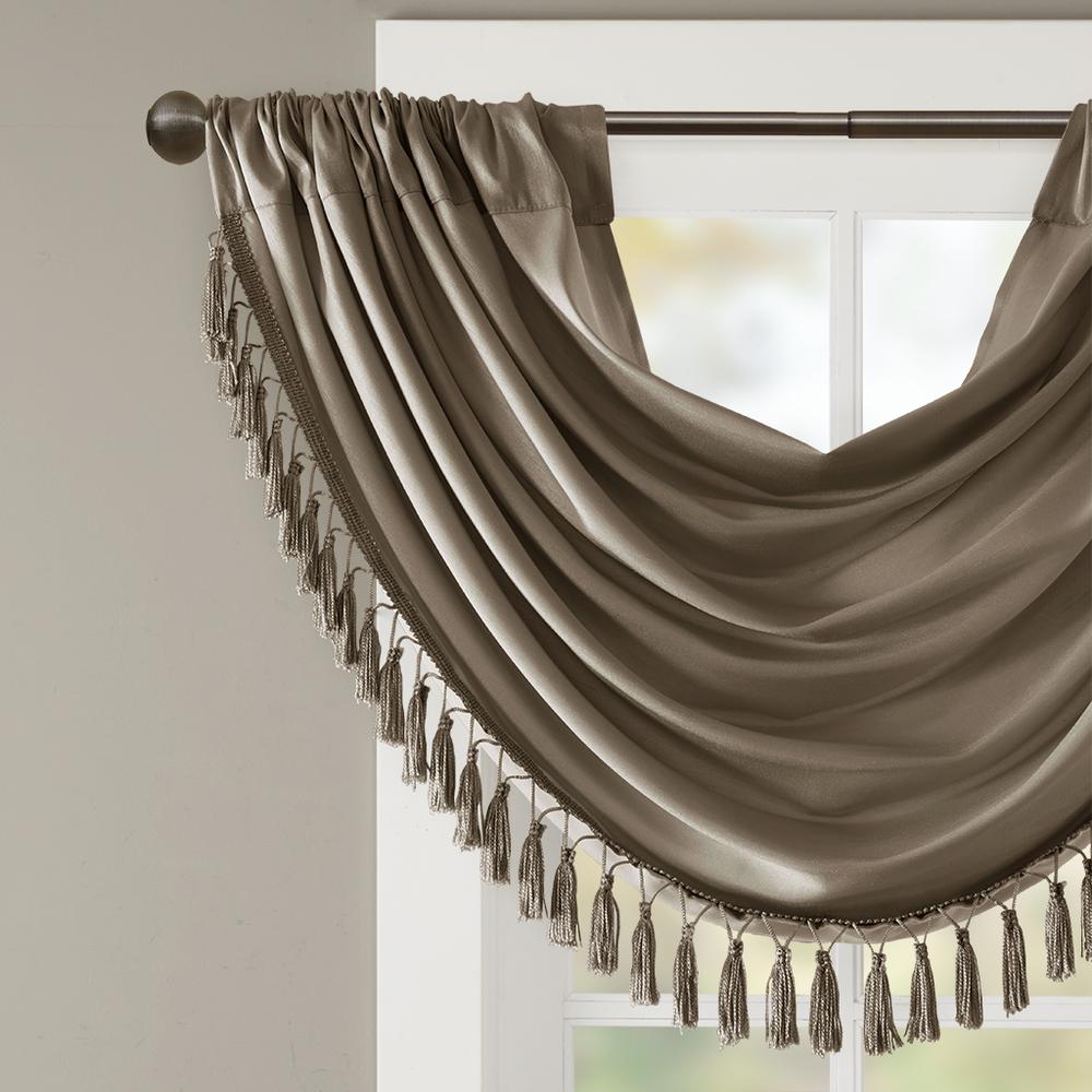 Faux Silk Waterfall Embellished Valance. Picture 1