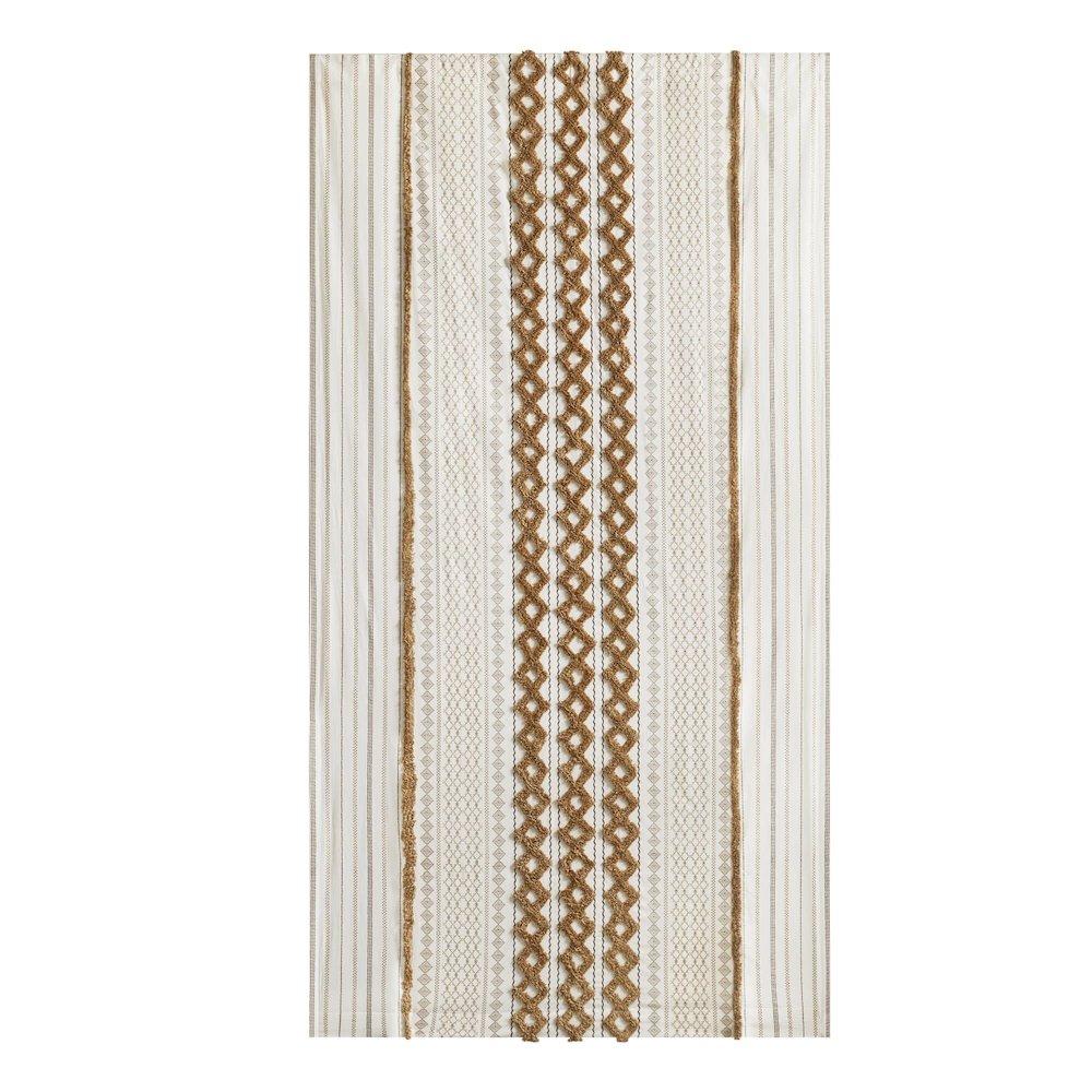 Imani Cotton Printed Curtain Panel with Chenille Stripe and Lining. Picture 4