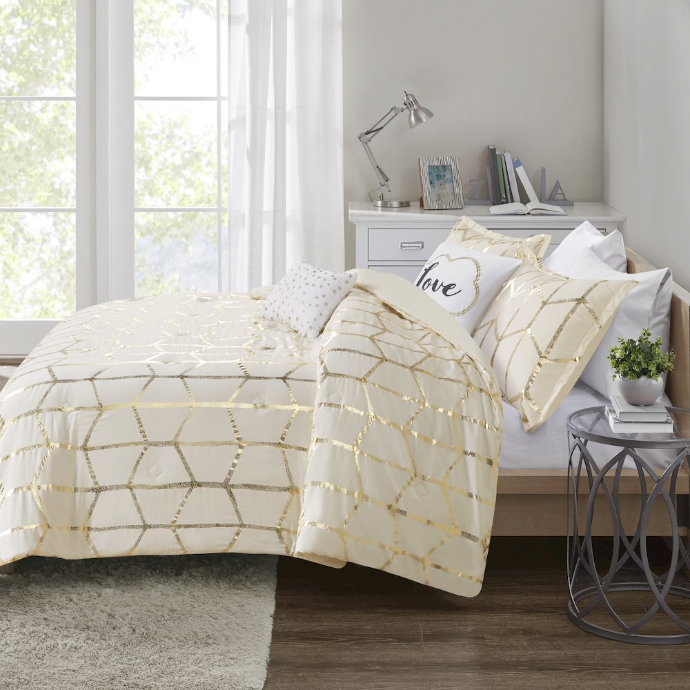 Raina 100% Polyester Brushed Microfiber Printed Comforter Set. Picture 5