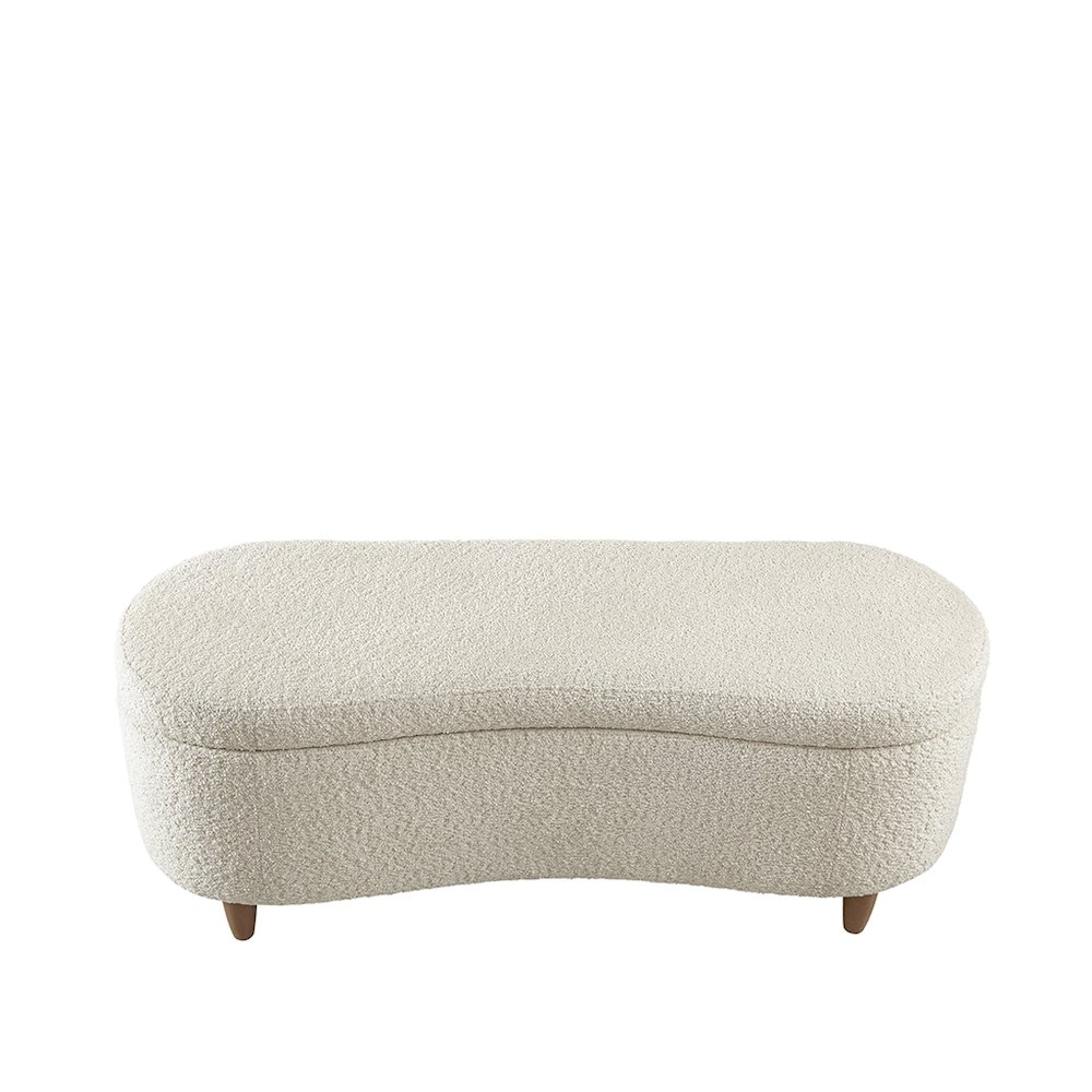 Bailey Boucle Flip Top Storage Bench in Cream Color. Picture 1