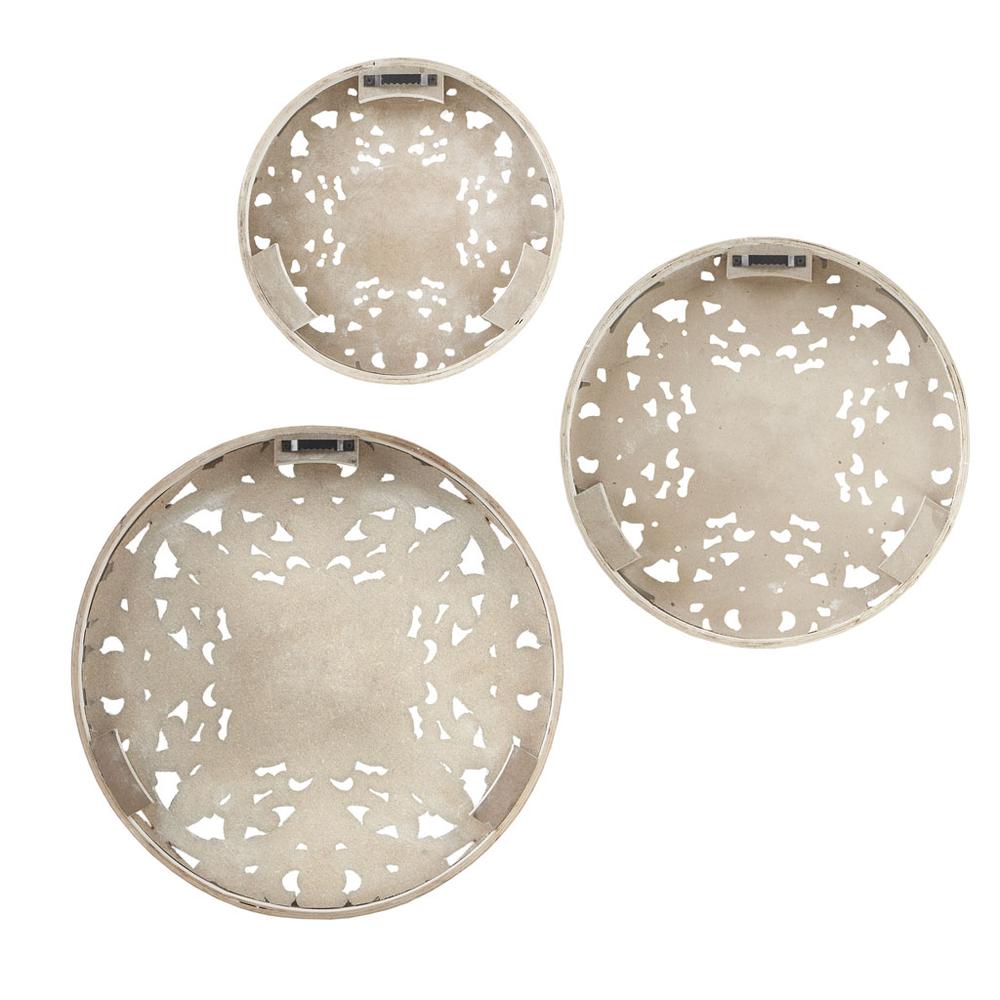 Distressed White Floral 3-piece Carved Wood Wall Decor Set. Picture 2