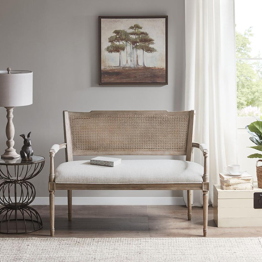 Madison Park Willshire Natural Rattan Settee With Padded Arm Rest Beige 47.25". Picture 7