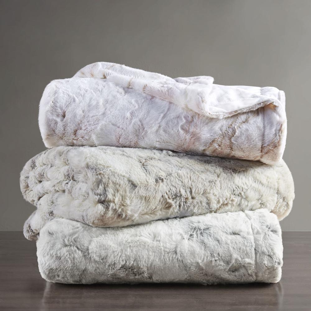 Sachi Oversized Faux Fur Throw, Grey color. Picture 2
