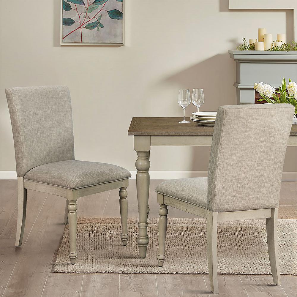 Upholstered Dining Chair with Turned Wood Legs Set of 2. Picture 4