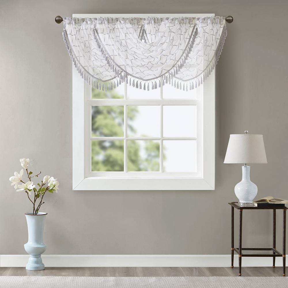 Diamond Sheer Embroidered Waterfall Valance. Picture 3